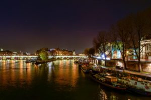 france, Houses, Rivers, Bridges, Marinas, Motorboat, Paris, Night, Cities