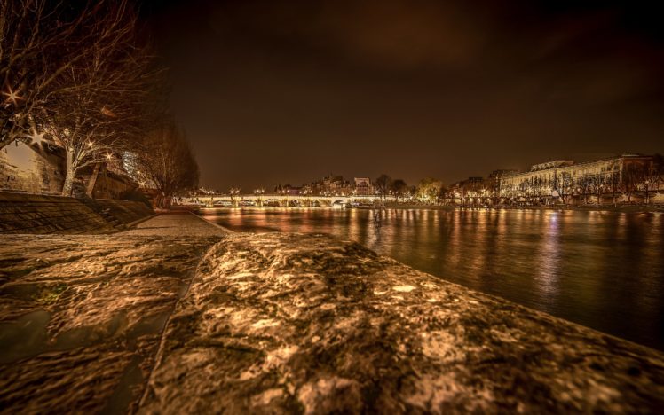france, Houses, Rivers, Bridges, Paris, Night, Cities HD Wallpaper Desktop Background