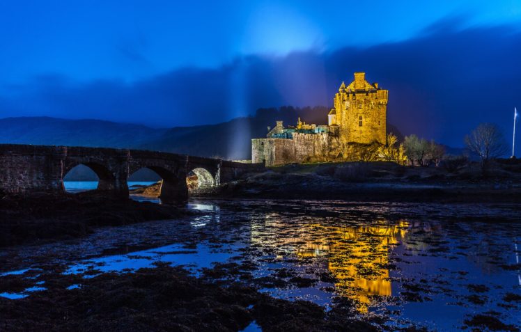 bridges, Scotland, Fortress, Night, Cities HD Wallpaper Desktop Background
