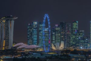 singapore, Skyscrapers, Houses, Night, Cities