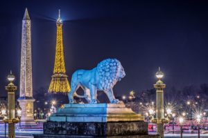 france, Sculptures, Lions, Paris, Night, Street, Lights, Eiffel, Tower, Cities