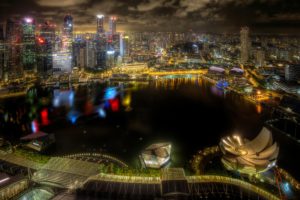 singapore, Houses, Skyscrapers, Night, Cities