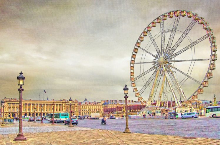 france, Street, Street, Lights, Ferris, Wheel, Paris, Cities HD Wallpaper Desktop Background
