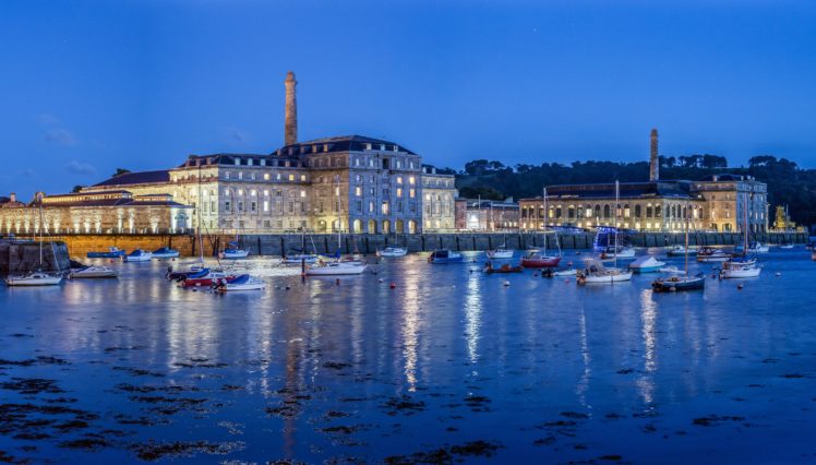 england, Houses, Rivers, Ships, Evening, Plymouth, Cities HD Wallpaper Desktop Background