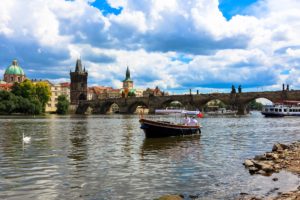rivers, Boats, Bridges, Prague, Czech, Republic, Clouds, Charles, Bridge, Cities