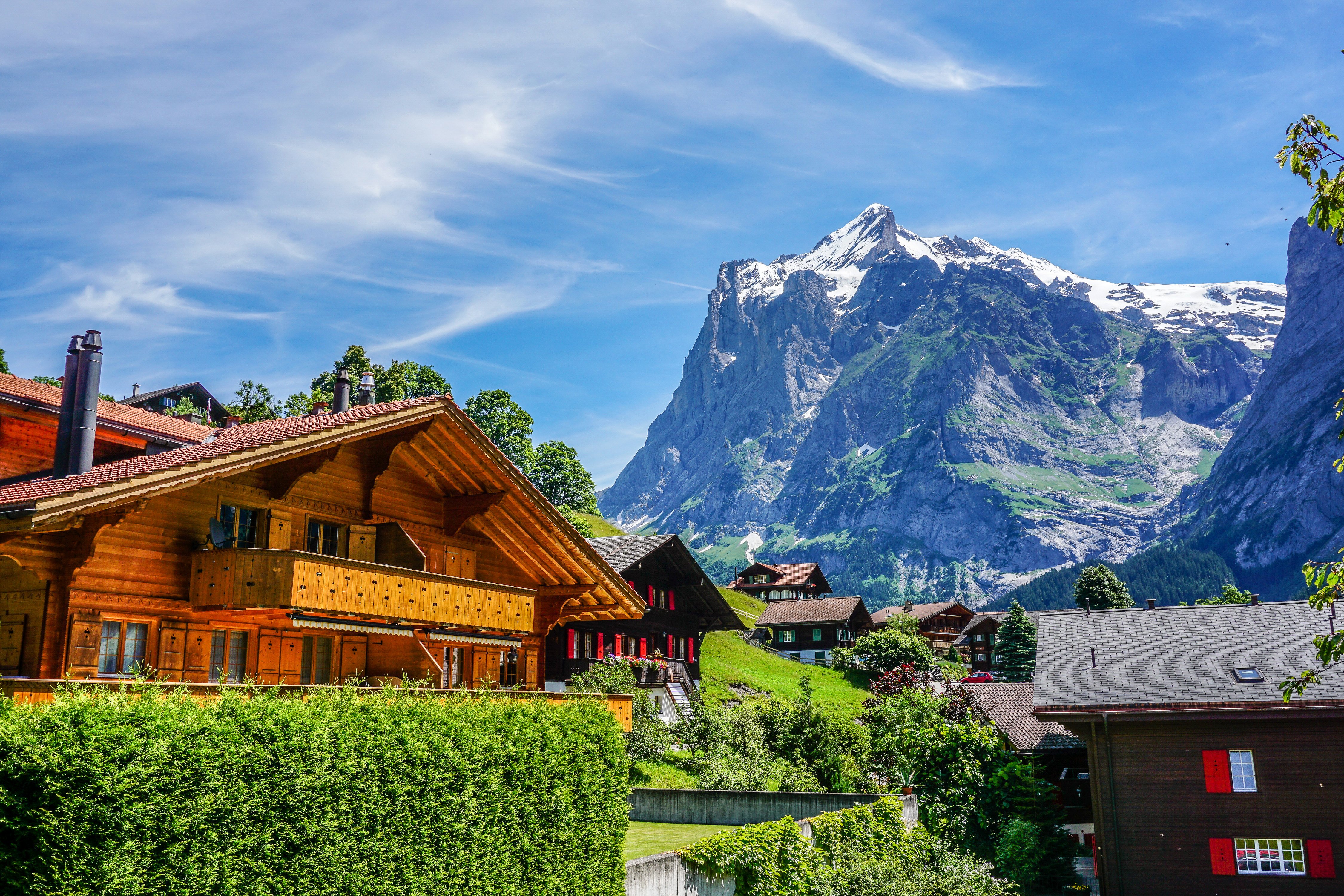 switzerland, Houses, Mountains, Grindelwald, Cities Wallpaper