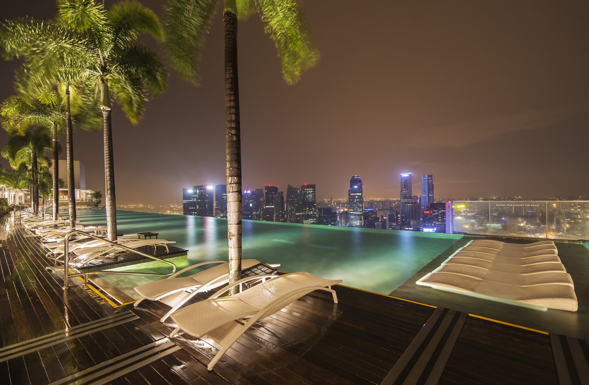 singapore, Sunlounger, Night, Palma, Pools, Cities Wallpaper