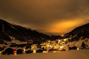 switzerland, Houses, Mountains, Winter, Snow, Night, Street, Lights, Grafschaft, Goms, Cities