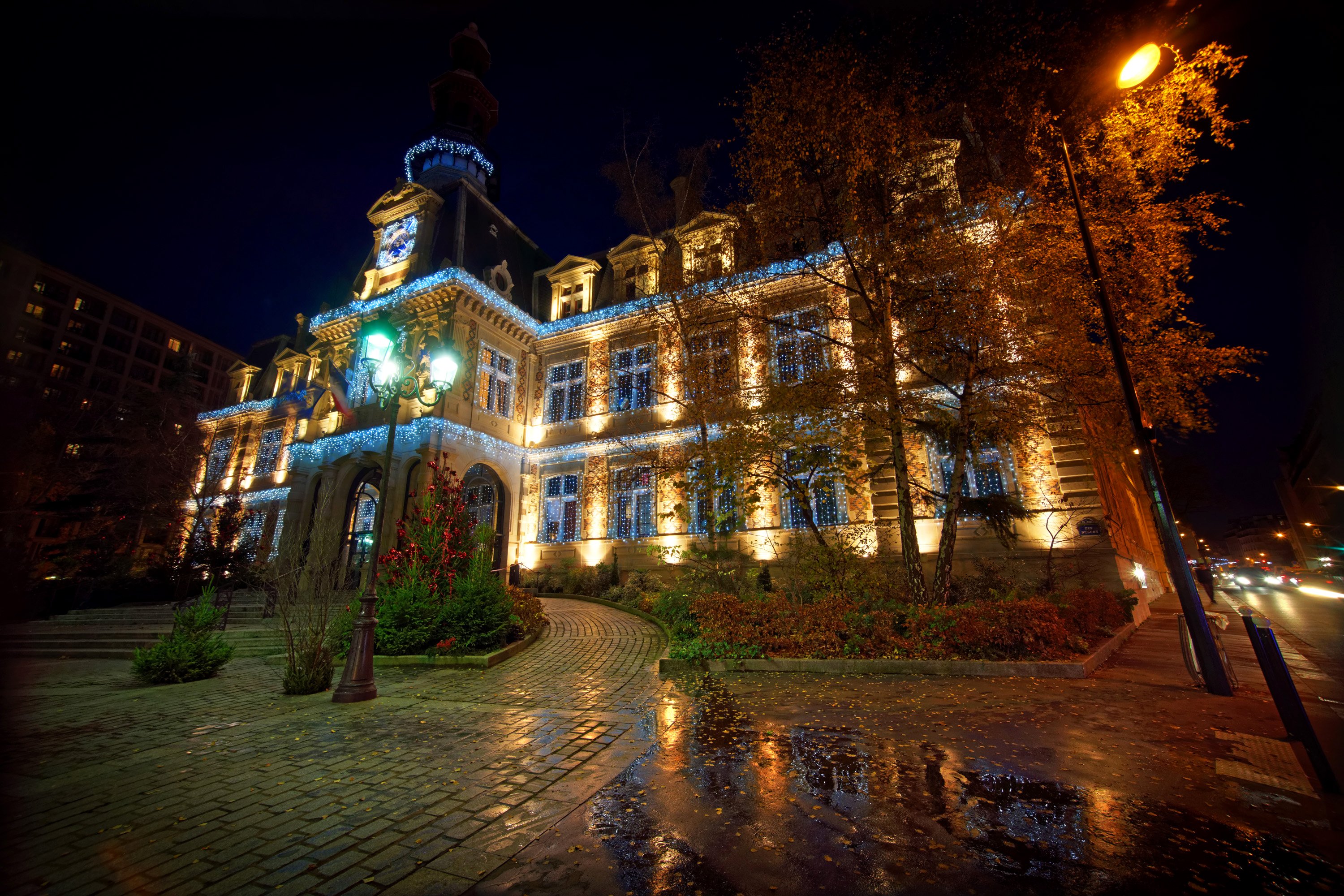 france, Houses, Paris, Night, Street, Lights, Trees, Cities Wallpaper