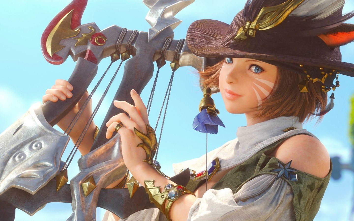 fantasy, Girl, Cat, Final, Character, Blue, Eyes, Cute Wallpaper