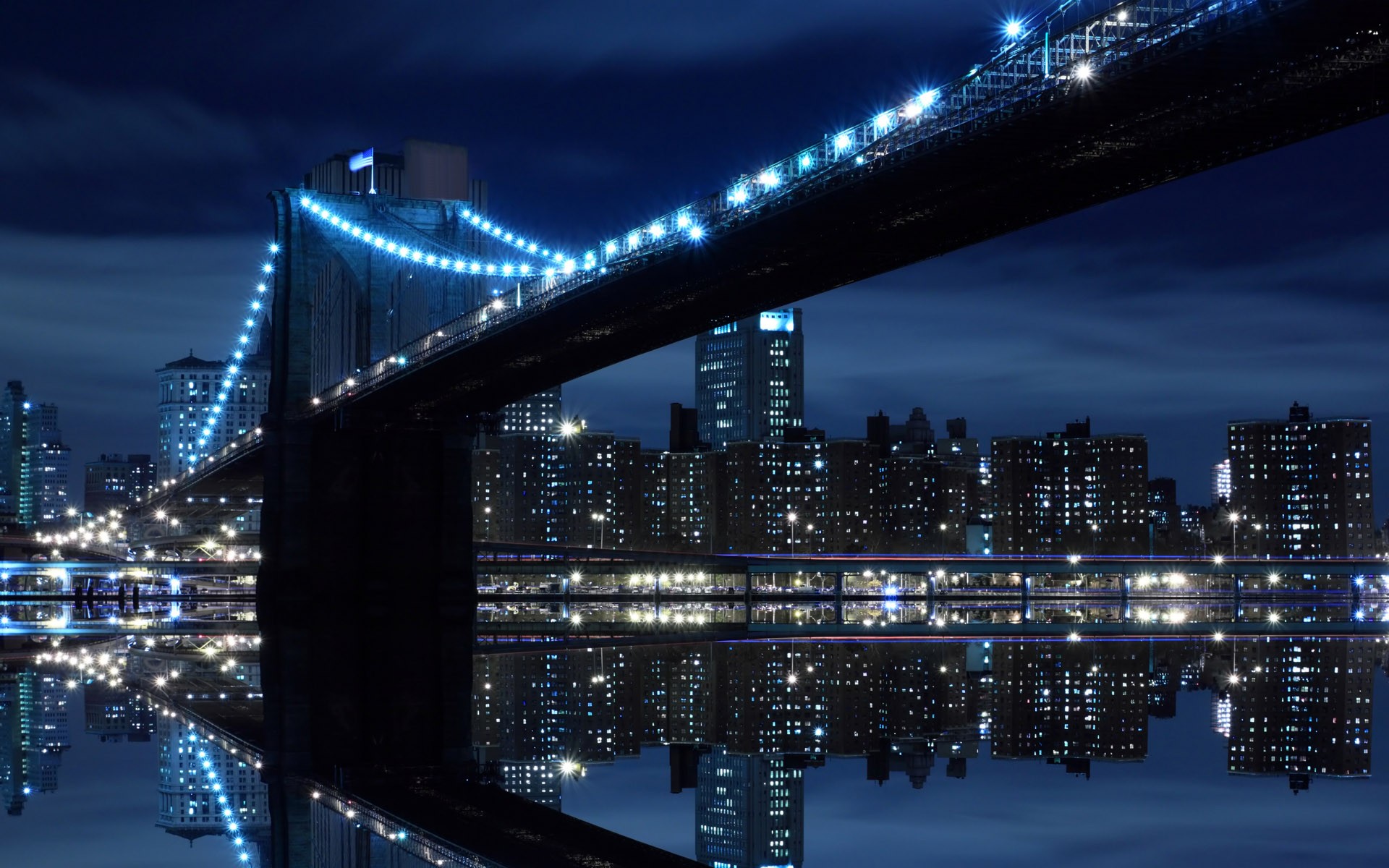 night, Bridges, Brooklyn, Bridge, New, York, City, Intel, Rivers, Cities Wallpaper
