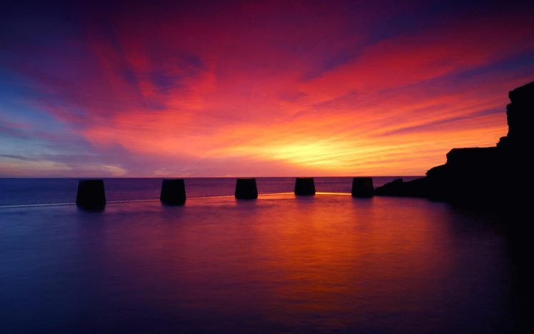 sunset, Ocean, Landscapes, Beach, Multicolor HD Wallpaper Desktop Background
