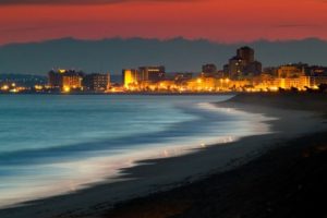 kusadasi, Turkey, Beach, Night, Building, Light, Ocean