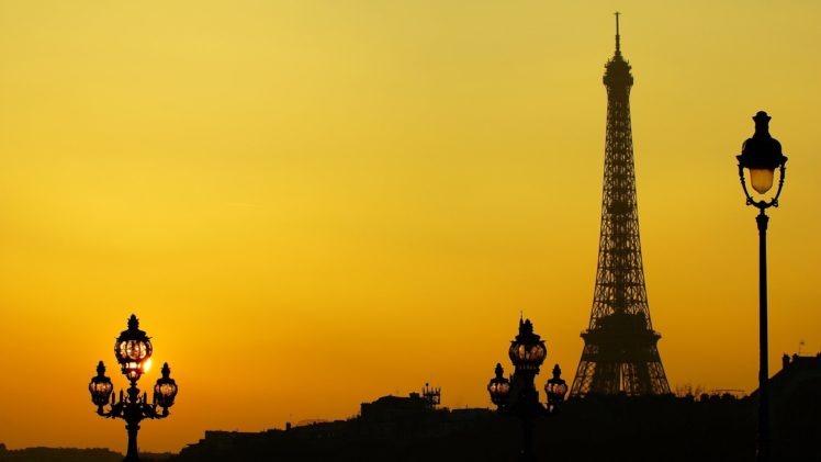 eiffel, Tower, Paris, Beauty, Yellow, Sky HD Wallpaper Desktop Background