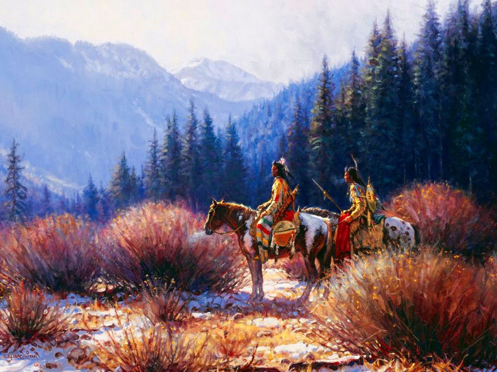 native, American, Western, Indian, Art, Artwork, Painting, People, Warrior Wallpaper
