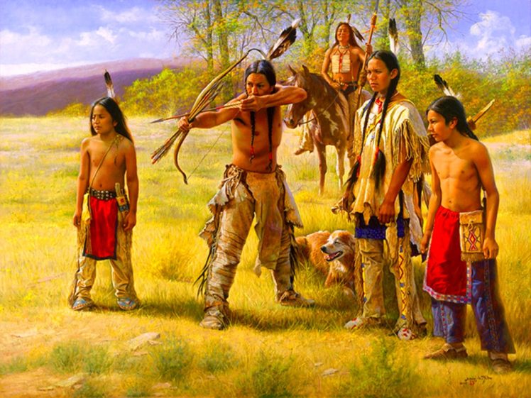 native, American, Western, Indian, Art, Artwork, Painting, People, Warrior HD Wallpaper Desktop Background