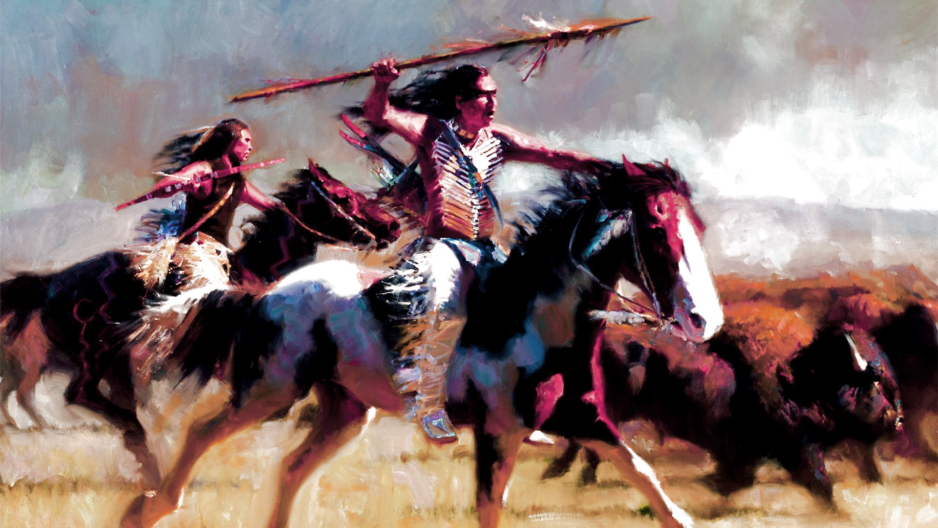 native, American, Western, Indian, Art, Artwork, Painting, People, Warrior Wallpaper
