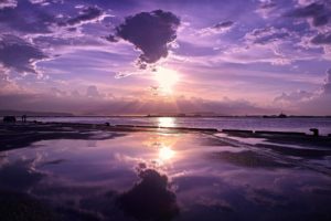 sunset, Nature, Sea, Skyscapes, Reflections, Purple, Sky
