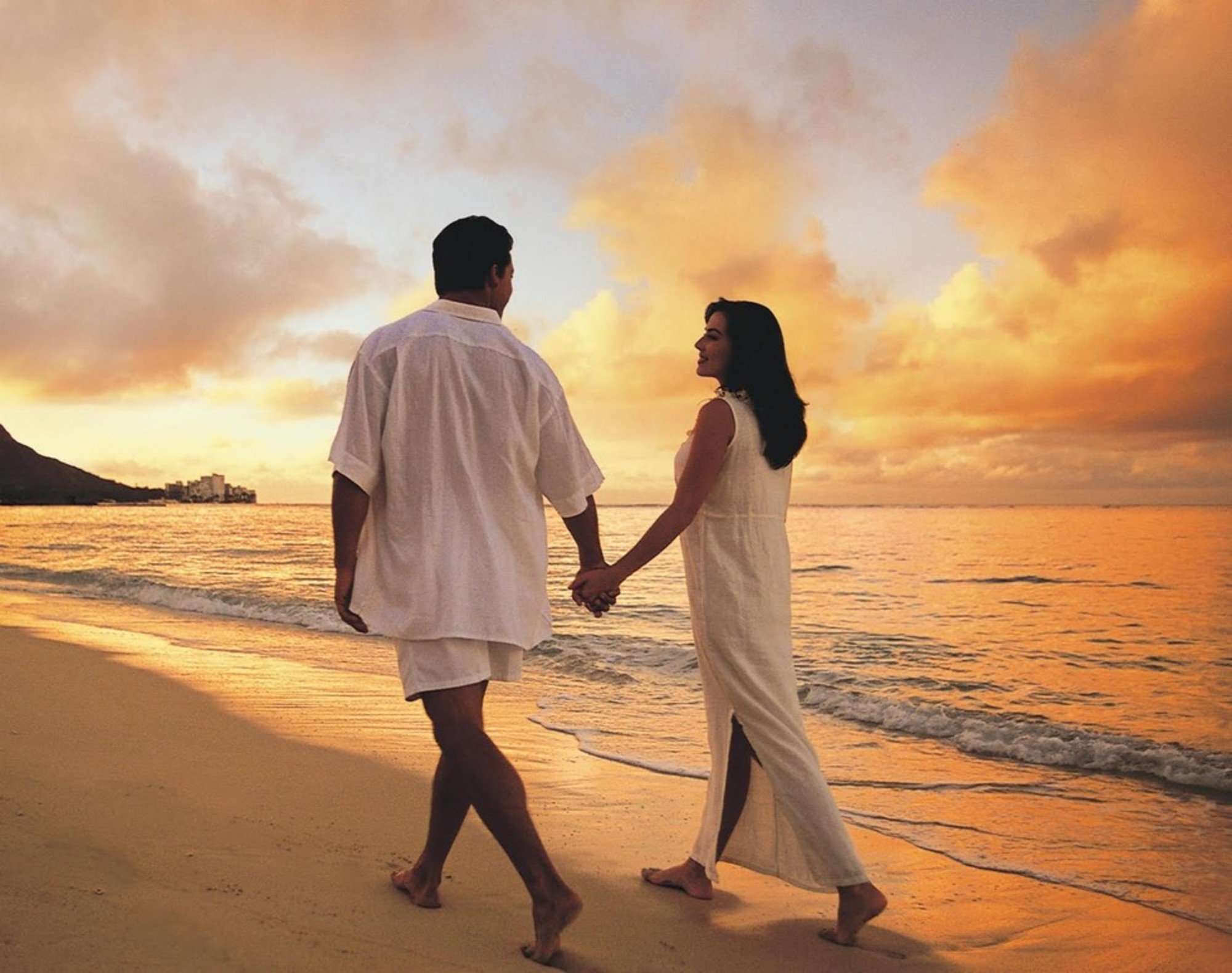 pareja, Amor, Paseo, Playa Wallpaper