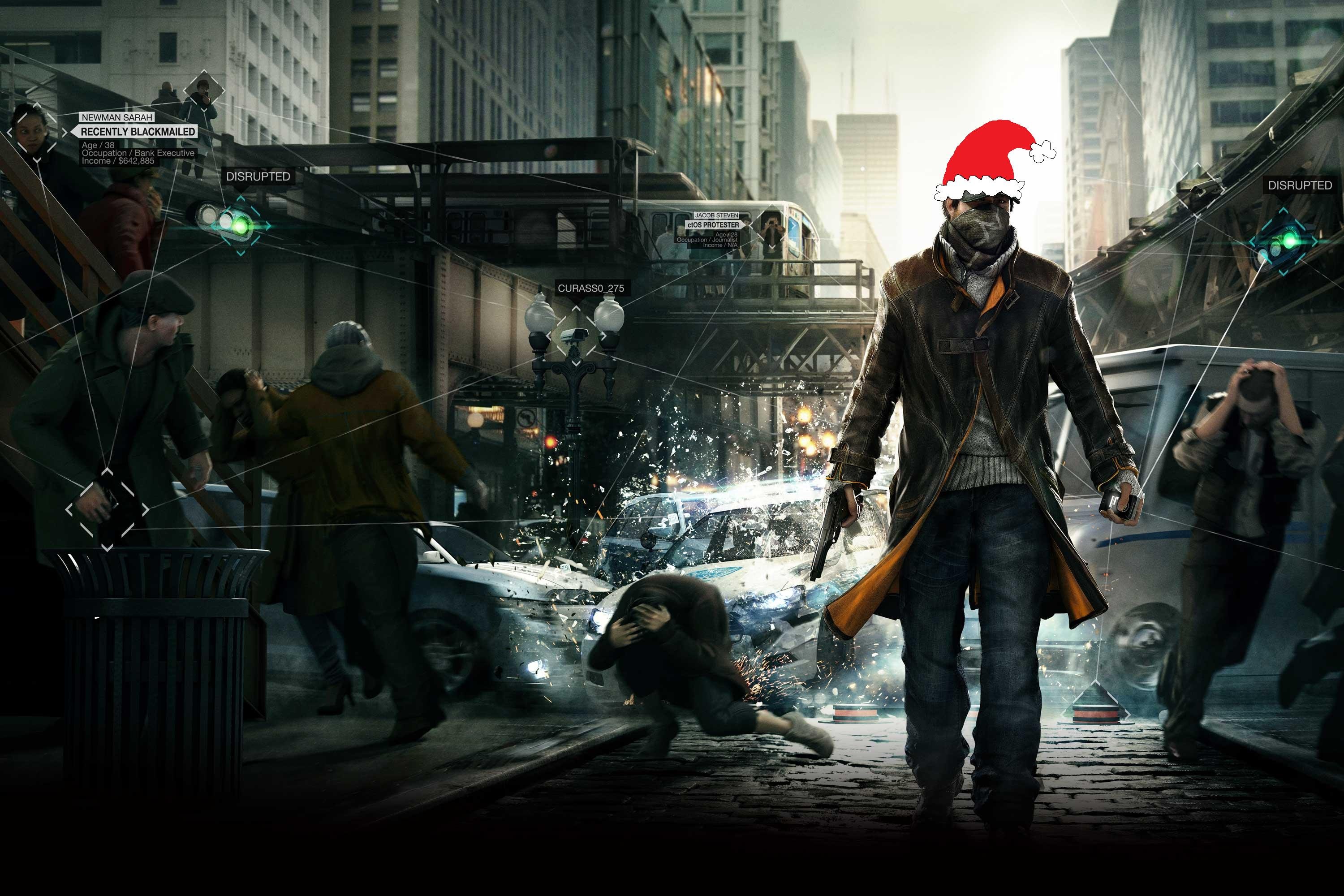 watch, Dogs, Futuristic, Cyberpunk, Shooter, Warrior, Action, Fighting, Sci fi, Poster, Christmas Wallpaper