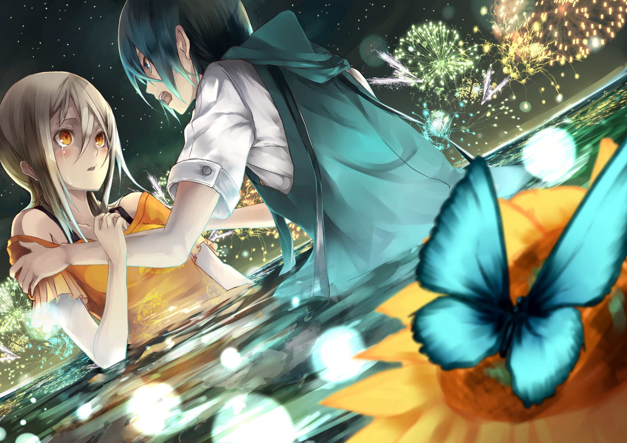 original, Butterfly, Fireworks, Kizuka, Kanata, Sunflower, Water Wallpaper