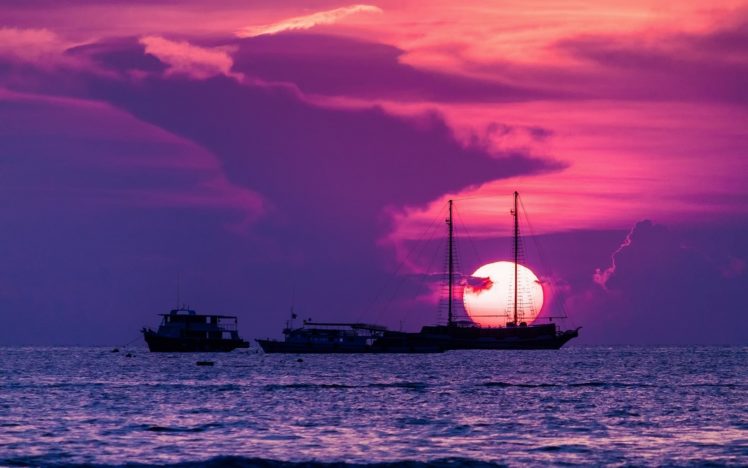 boat, Boats, Ship, Ships, Sunset, Sea, Ocean HD Wallpaper Desktop Background