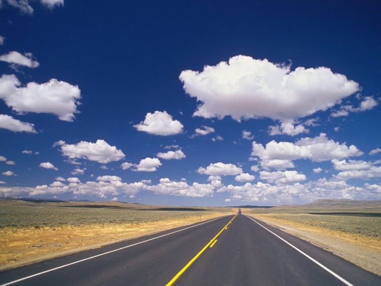 road, Marking, Asphalt, Line, Yellow, Strip, Clouds, Roadside HD Wallpaper Desktop Background