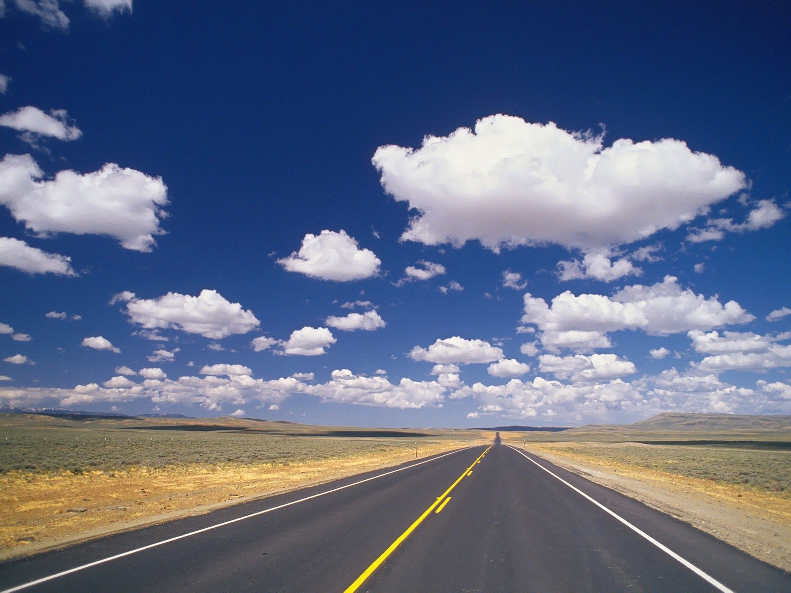 road, Marking, Asphalt, Line, Yellow, Strip, Clouds, Roadside Wallpaper