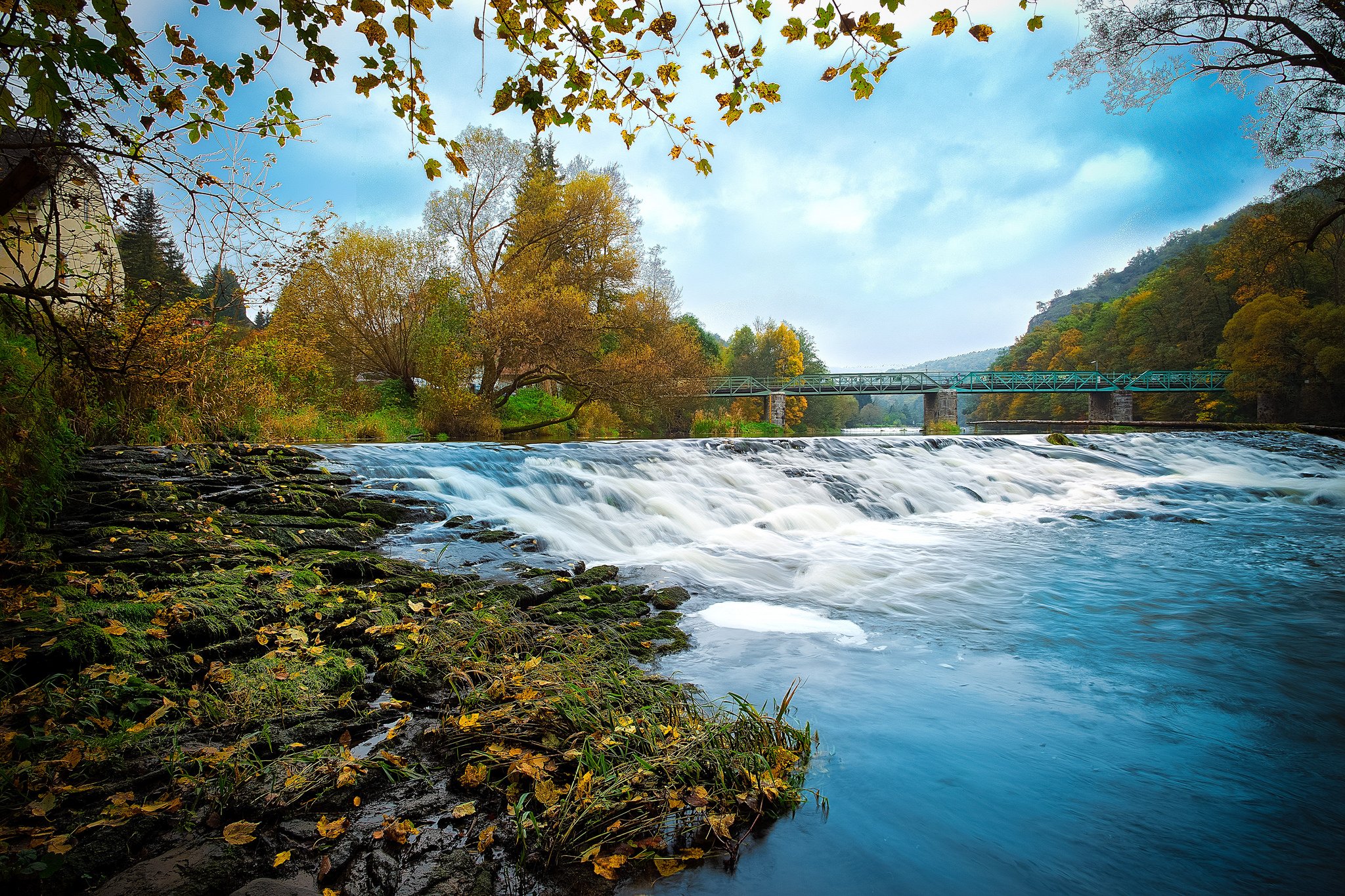 rivers, Bridges, Austria, Autumn, Hardegg, Nature Wallpaper