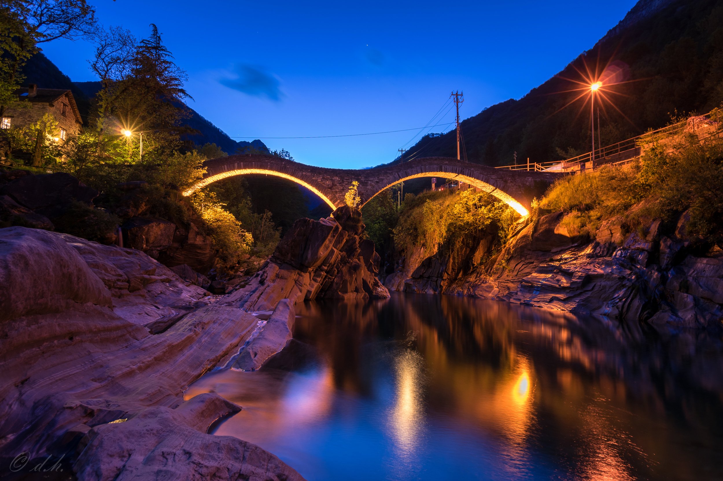 switzerland, Rivers, Bridges, Night, Street, Lights, Crag, Lavertezzo, Canton, Of, Ticino, Nature Wallpaper