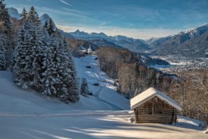 germany, Winter, Houses, Mountains, Scenery, Bavaria, Snow, Nature