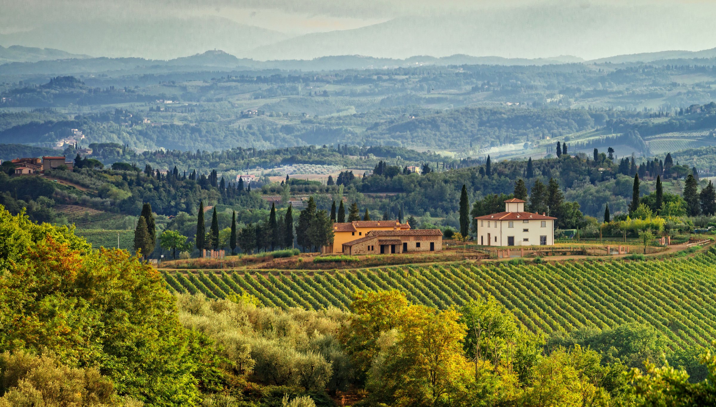 italy, Scenery, Fields, Houses, Tuscany, Nature Wallpaper