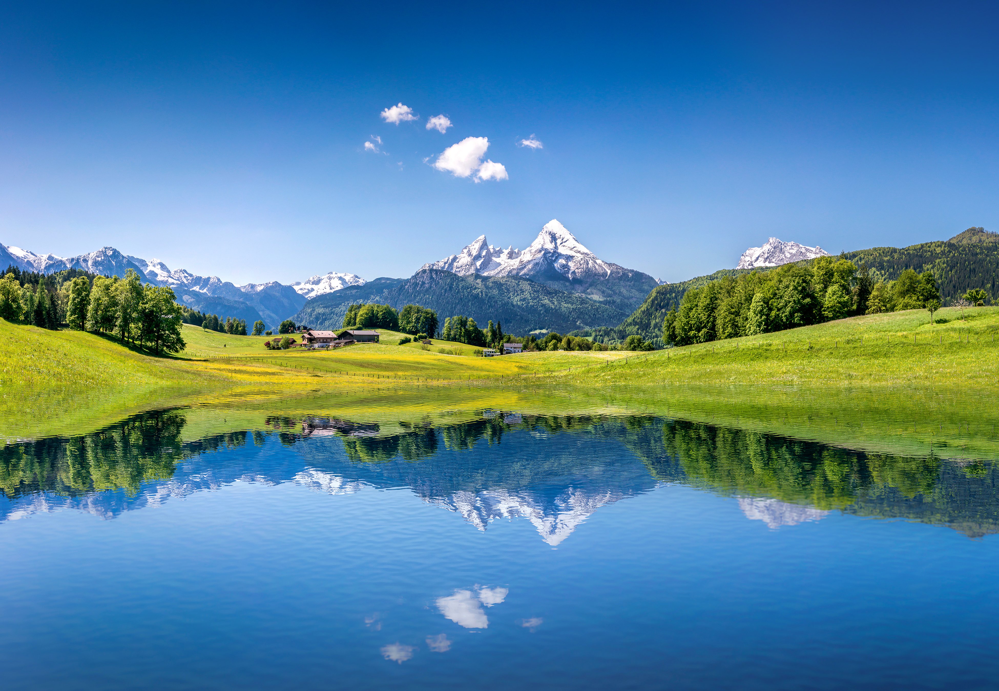 scenery, Lake, Switzerland, Mountains, Grasslands, Sky, Alps, Nature Wallpaper