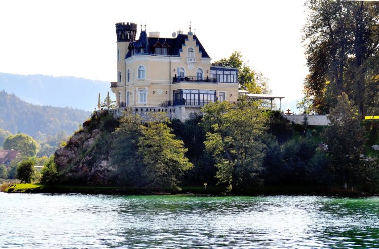 castillo, Reinnitz, Austria, Lago, Arquitectura HD Wallpaper Desktop Background