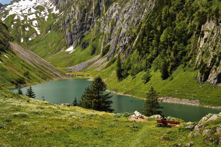 switzerland, Mountains, Lake, Grass, Nature HD Wallpaper Desktop Background