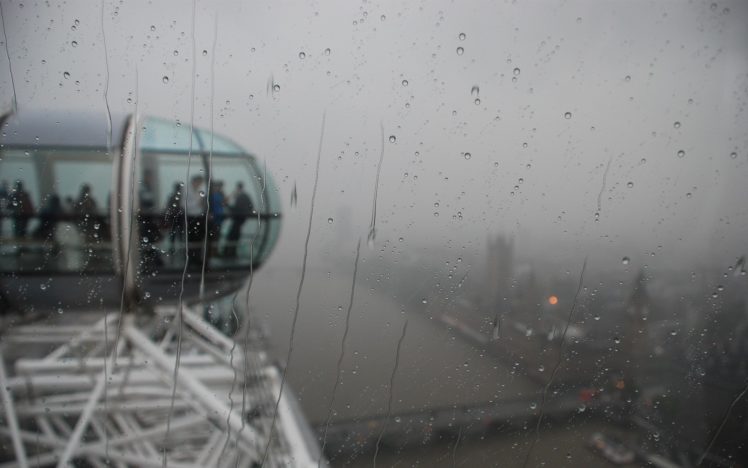 cityscapes, Rain, London, Fog, London, Eye, Rain, On, Glass HD Wallpaper Desktop Background