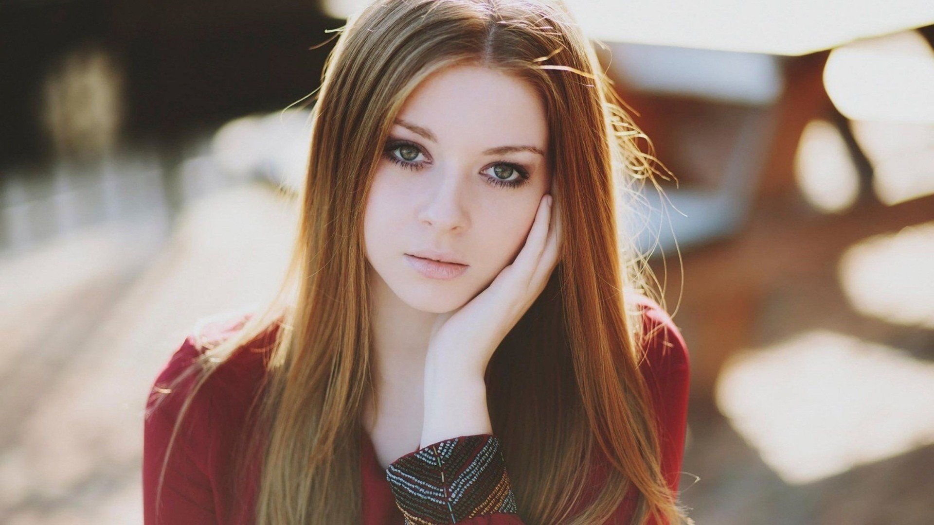 natural, Lighting, Women, Outdoors, Green, Eyes, Brunette, Long, Hair, Model, Women Wallpaper