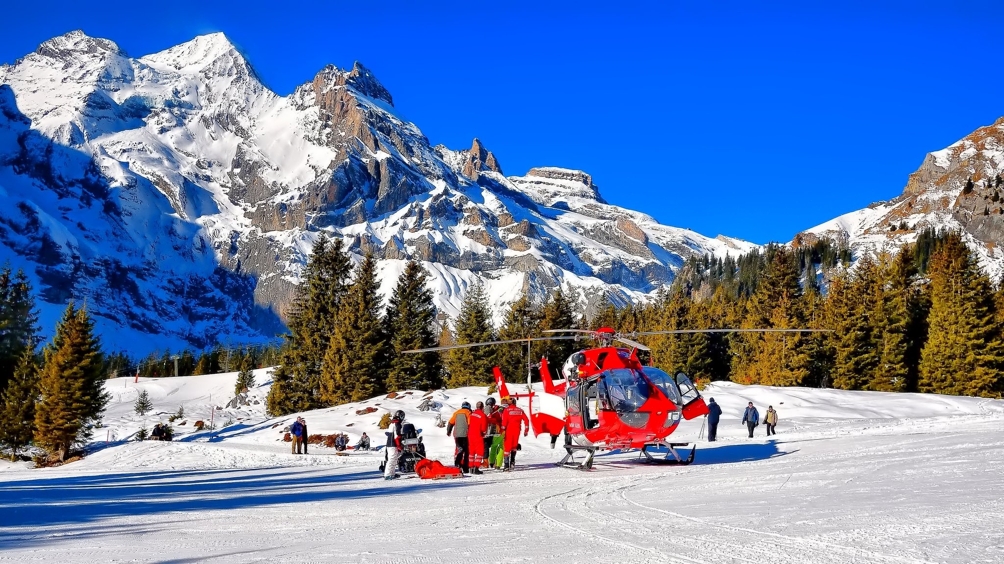 mountains, Switzerland, Snow, Alps, Nature, Helicopter Wallpaper