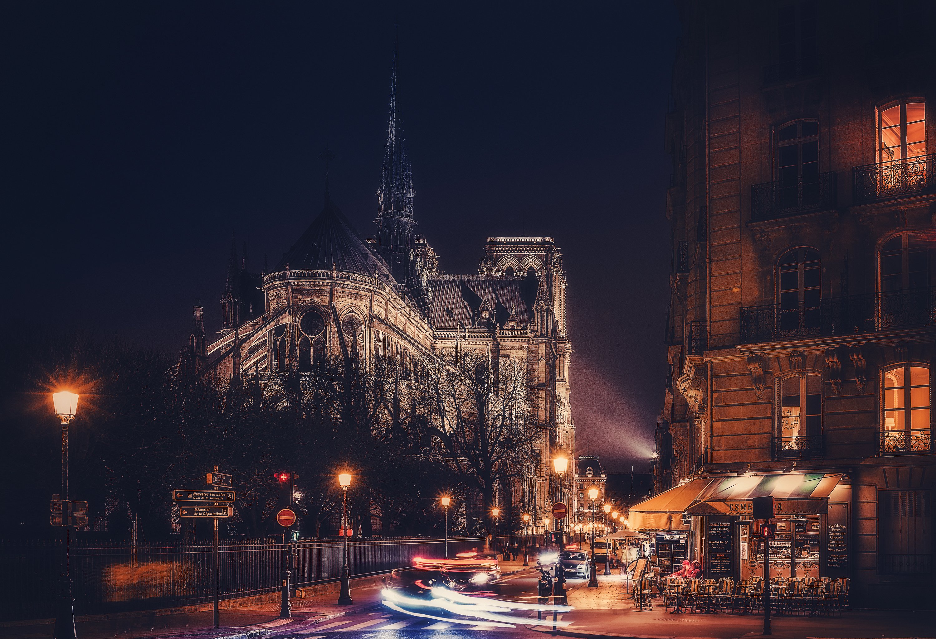 rance, Roads, Houses, Paris, Night, Street, From, Above, Cities Wallpaper