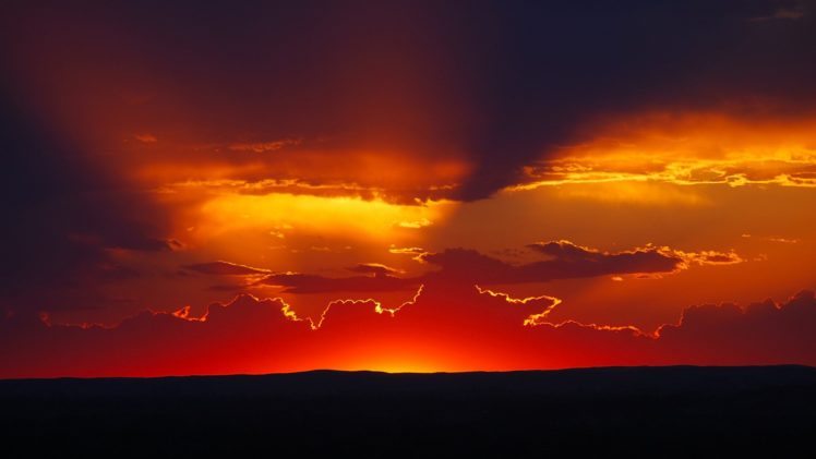 nature, Beutiful, Clouds, Mountains, Orange, Sky, Silhouette, Sun, Sunset, Sunshine HD Wallpaper Desktop Background
