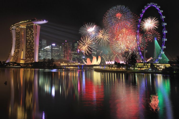 ingapore, Fireworks, Night, Cities HD Wallpaper Desktop Background