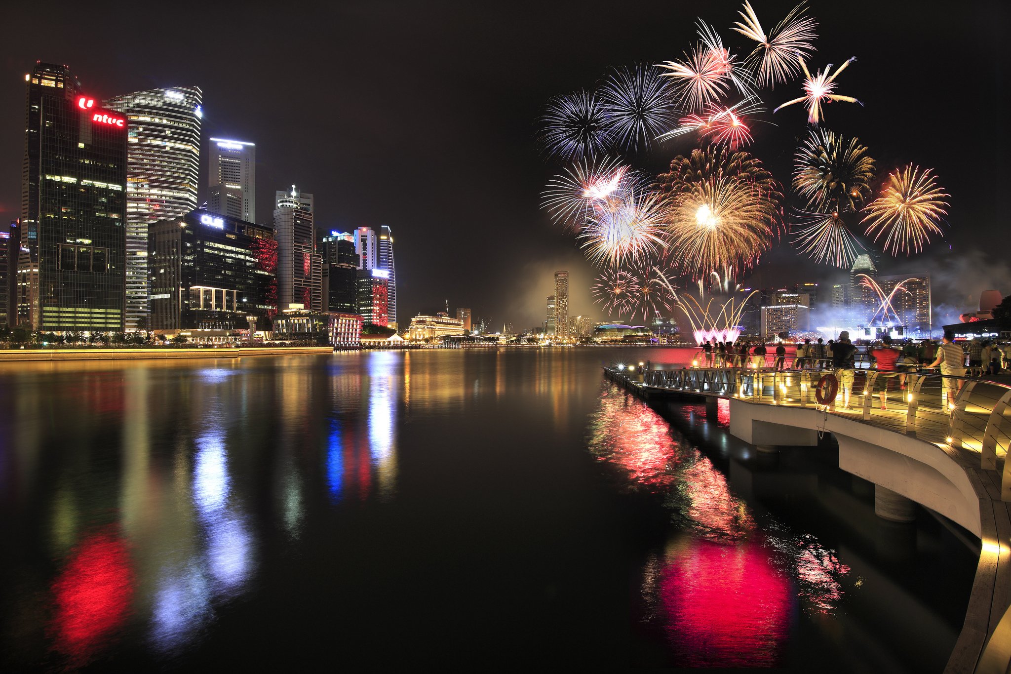 ingapore, Fireworks, Night, Cities Wallpaper