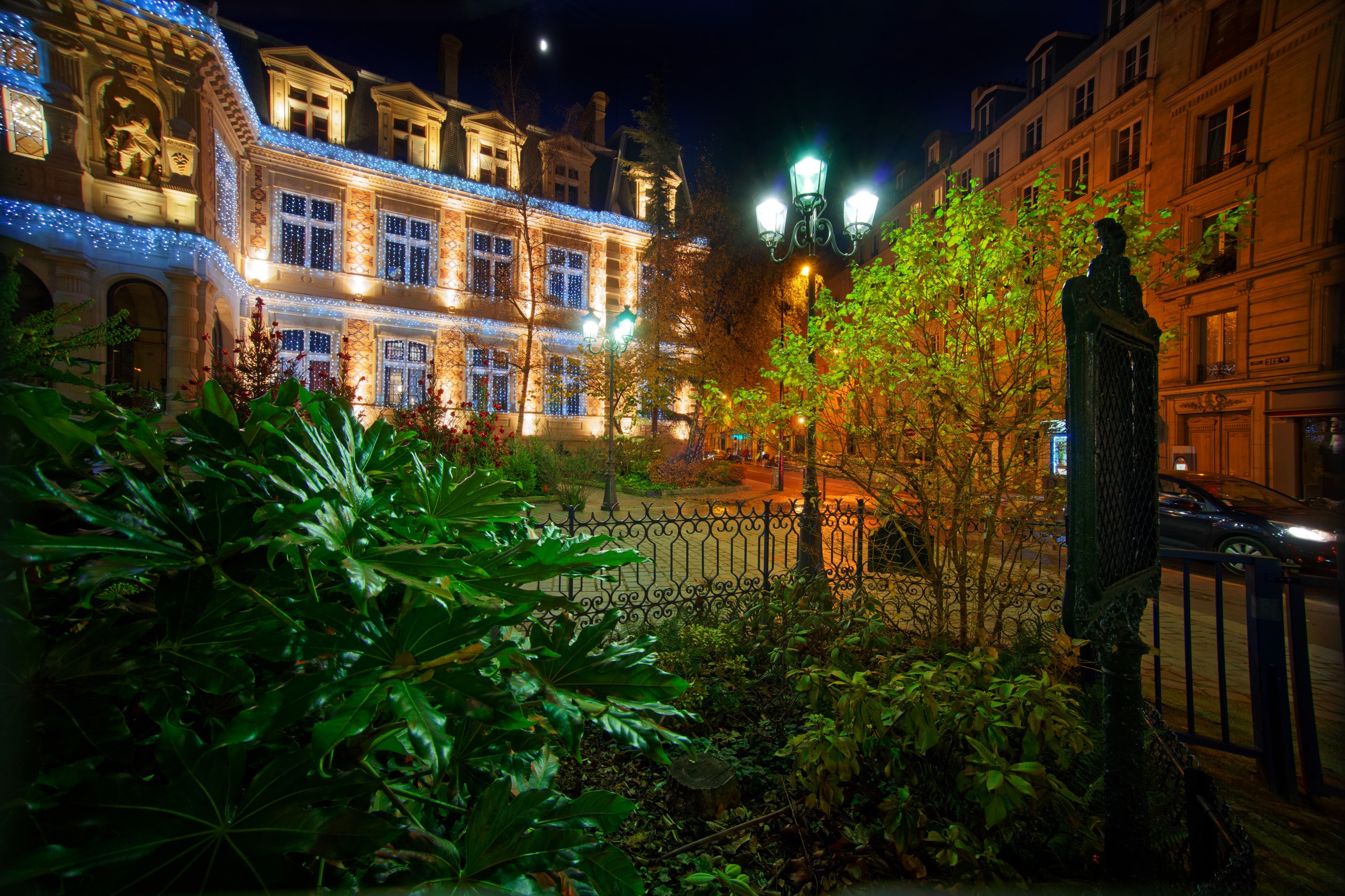 rance, Houses, Paris, Fence, Night, Street, Lights, Cities Wallpaper