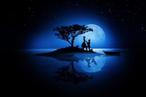 boat, Couple, Happy, Happy, Valentineand039s, Day, Lake, Love, Married, Me, Moon, Night, Reflected, Reflection, Romance, Silhouettes, Sky, Stars, Tree, Vector, Water
