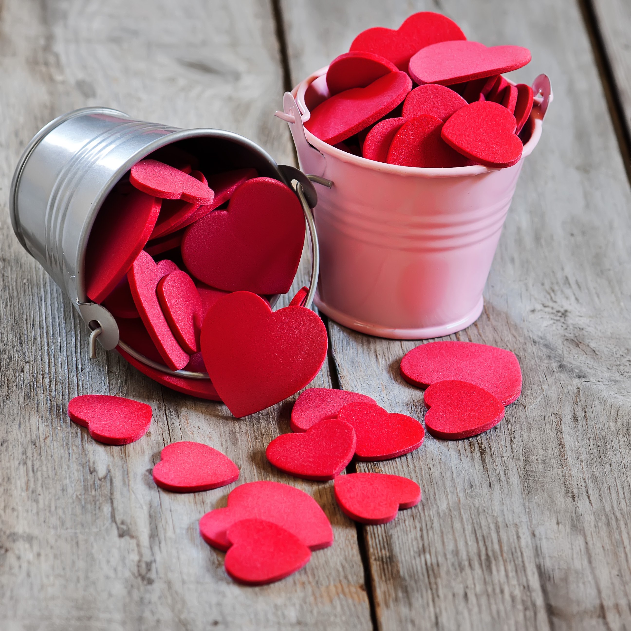 buckets, Couples, Decorations, Floor, Holidays, Love, Pink, Pink, Buckets, Red, Hearts, Red, Sponge, Heart, Romantic, Special, Sponge, Hearts, Valentineand039s, Day, Wood, Wooden, Floor Wallpaper