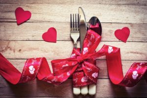 food, Fork, Heart, Hearts, Holidays, Knife, Red, Ribbon, Romance, Spoon, Valentine, Wooden, Table