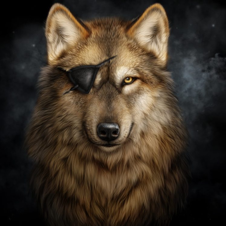 wolves, Painting, Art, Eye, Patch, Fantasy, Animals, Wallpapers HD Wallpaper Desktop Background
