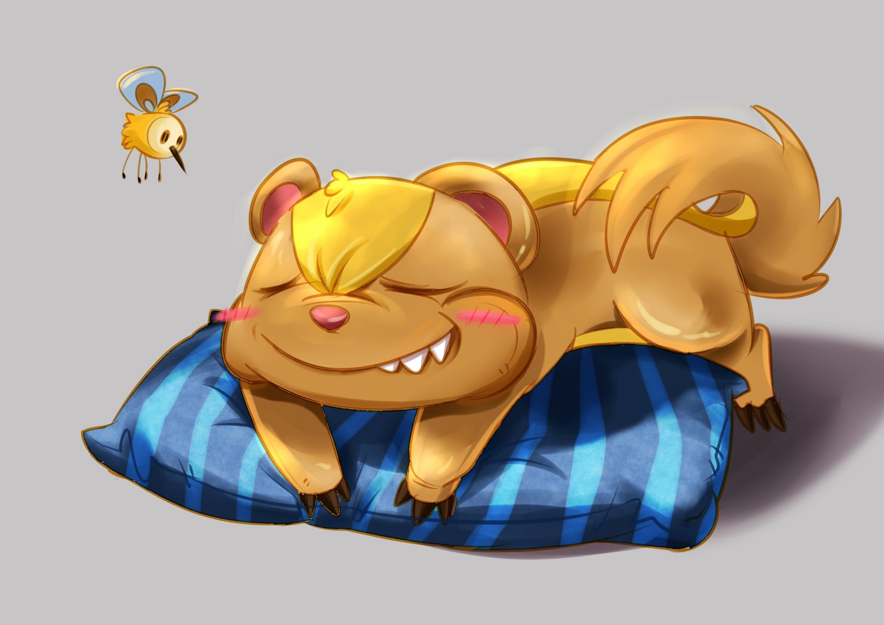 pokemon, Yungoos, Cutiefly, Pillow, Midair Wallpaper
