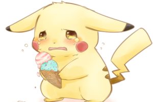 pokemon, Pikachu, Ice, Cream, Holding, Food, Sad