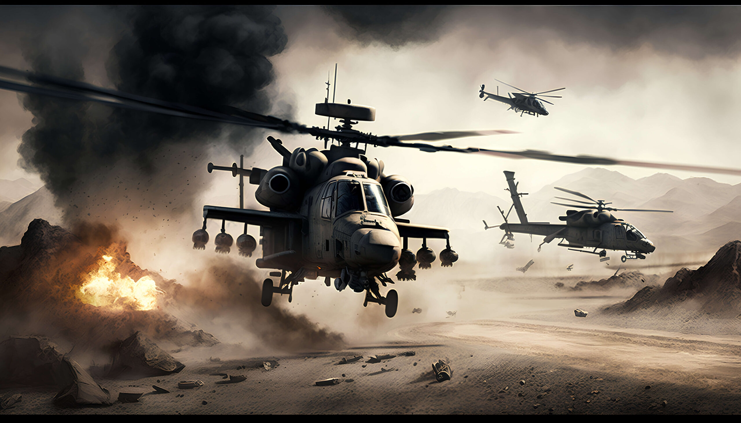 Battlefield Wallpaper, Military Helicopter, Army, Battle, War, Explosion Wallpaper